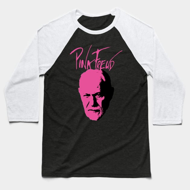 Pink Freud Baseball T-Shirt by jonah block